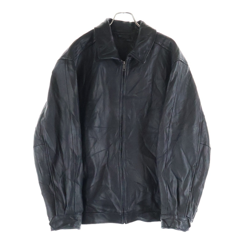 NO BRAND(ノーブランド) ROUNDTREE&YORKE ラムスキン ジップアップ レザージャケット ブラック