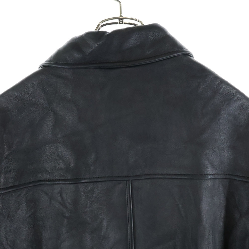 NO BRAND(ノーブランド) ROUNDTREE&YORKE ラムスキン ジップアップ レザージャケット ブラック