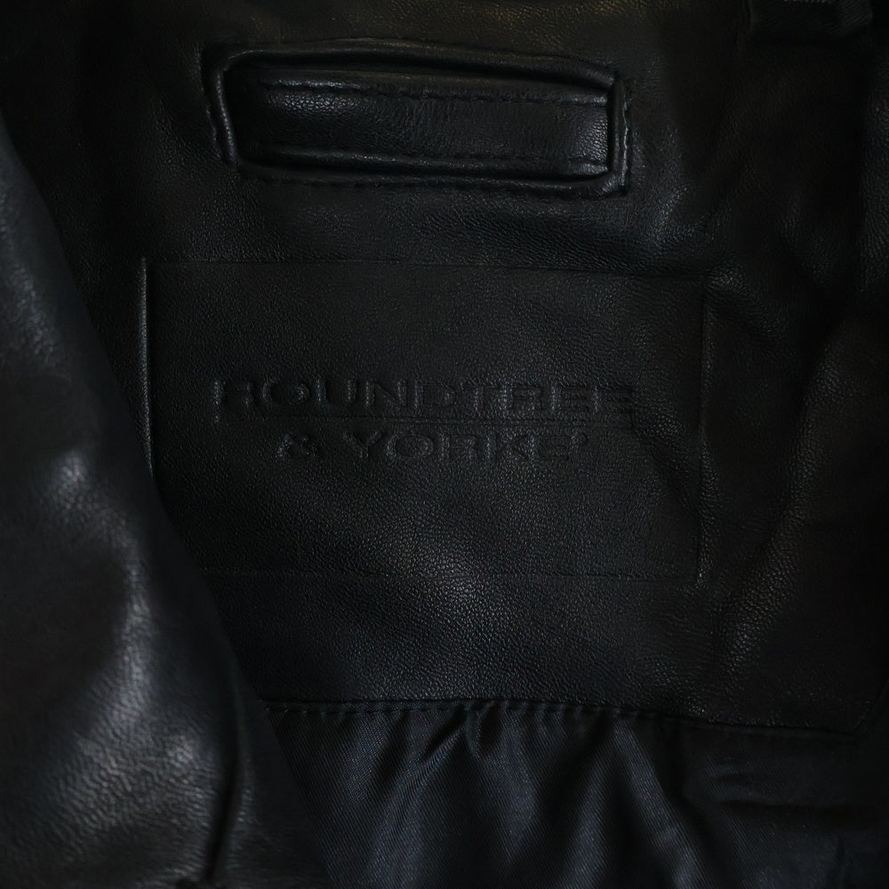 NO BRAND(ノーブランド) ROUNDTREE&YORKE ラムスキン ジップアップ レザージャケット ブラック