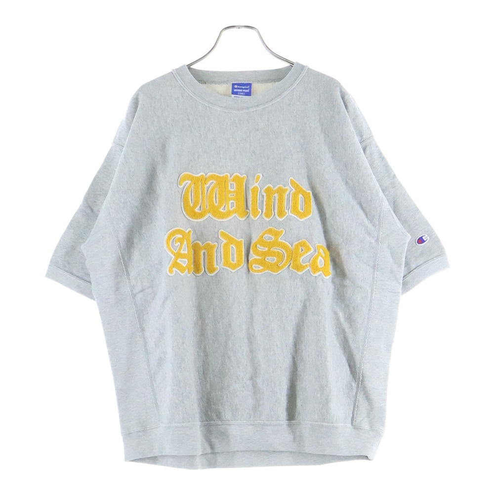 CHAMPION(チャンピオン) ×WIND AND SEA ウィンダンシー リバースウィーブ ハーフ スリーブ クルーネック 半袖スウェット グレー C8-B026