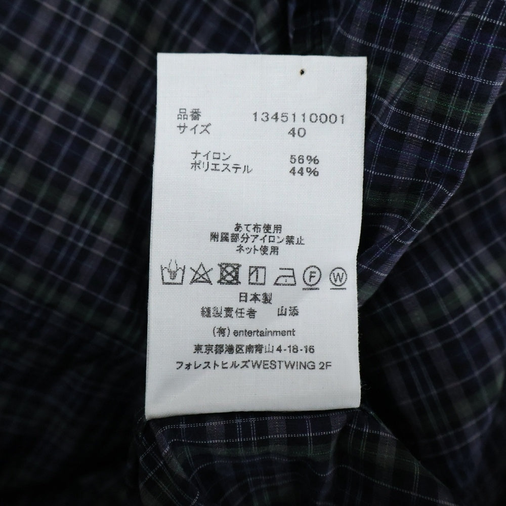 beautiful people(ビューティフルピープル) チェックアノラックシャツ フロントボタン フーディ長袖シャツ パープル