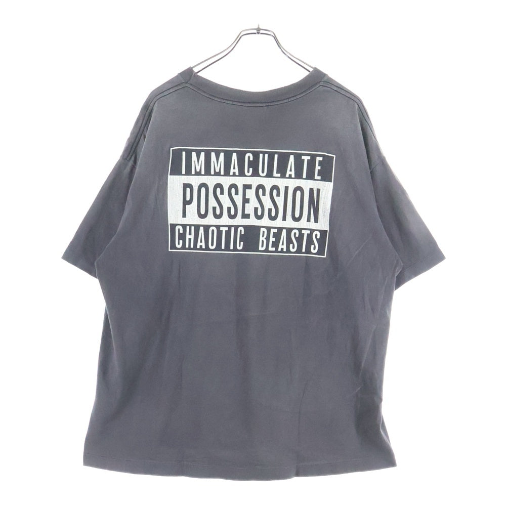 SAINT MICHAEL(セントマイケル) 24AW CP SS TEE SMILE ヴィンテージ加工プリント半袖Tシャツ カットソー グレー SM-YS1-0000-C01
