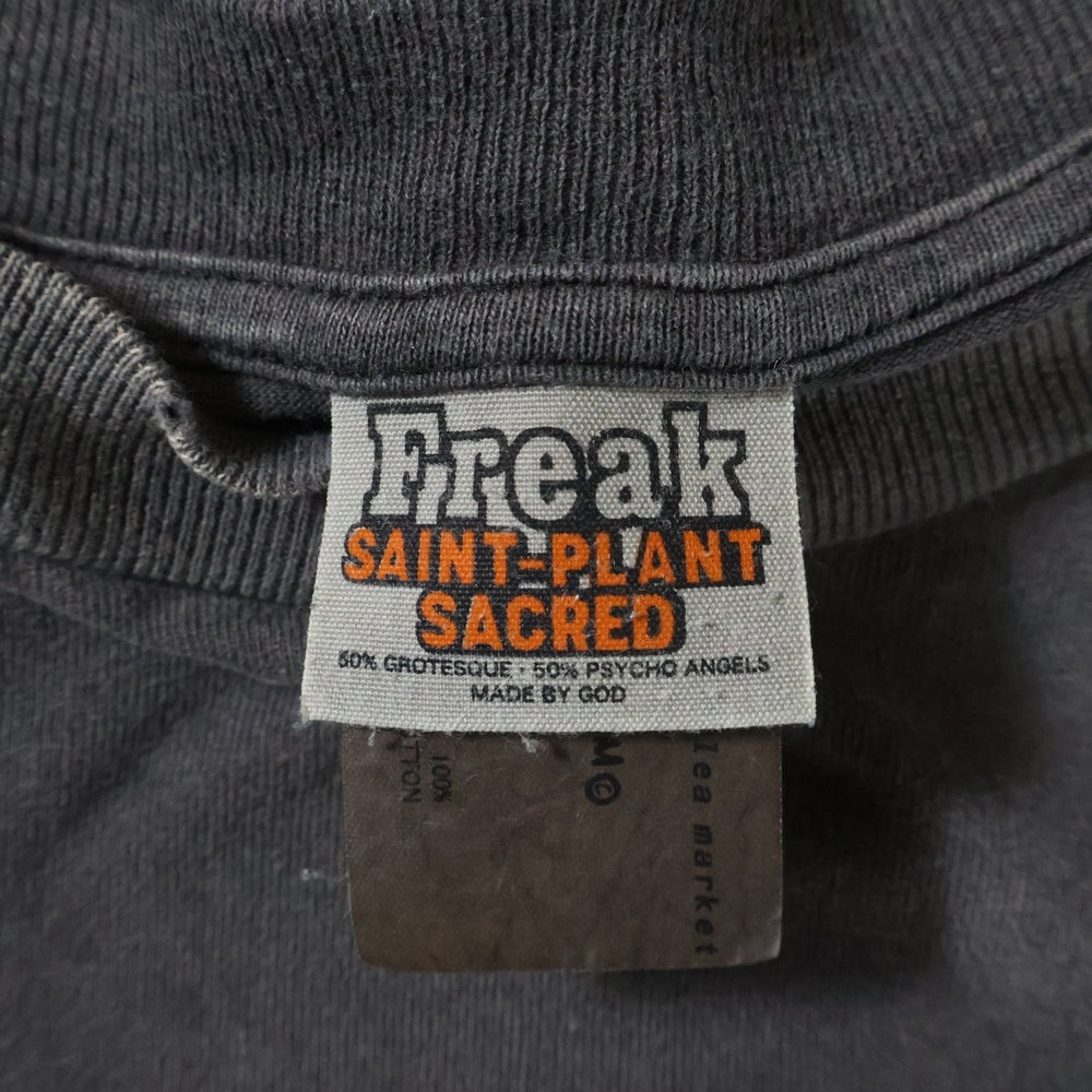 SAINT MICHAEL(セントマイケル) 24AW CP SS TEE SMILE ヴィンテージ加工プリント半袖Tシャツ カットソー グレー SM-YS1-0000-C01