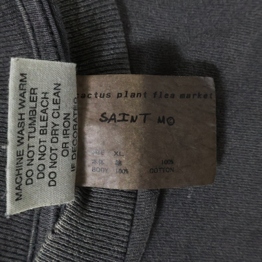SAINT MICHAEL(セントマイケル) 24AW CP SS TEE SMILE ヴィンテージ加工プリント半袖Tシャツ カットソー グレー SM-YS1-0000-C01