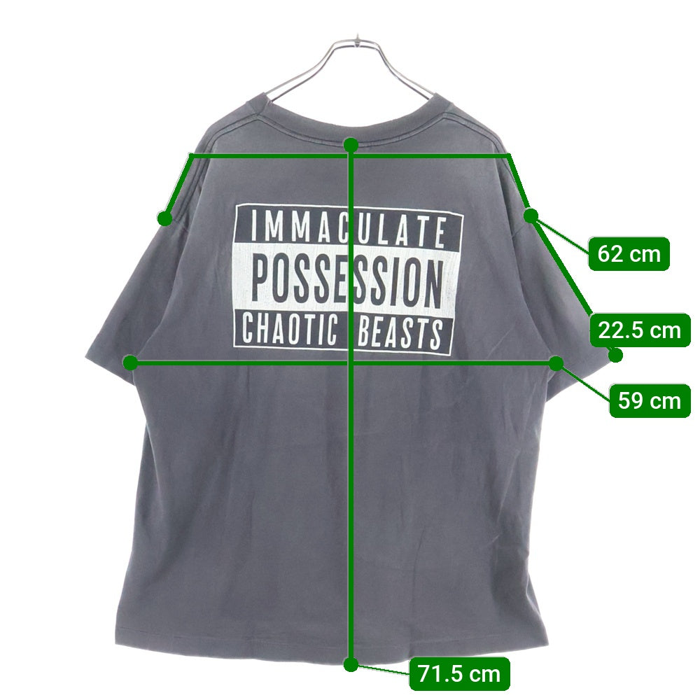SAINT MICHAEL(セントマイケル) 24AW CP SS TEE SMILE ヴィンテージ加工プリント半袖Tシャツ カットソー グレー SM-YS1-0000-C01