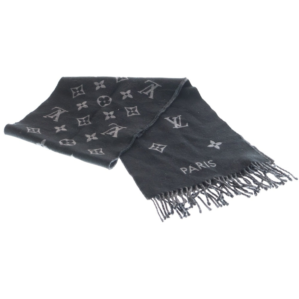 LOUIS VUITTON(ルイヴィトン) オール アバウト モノグラム ウールマフラー ブラック/グレー M79225 レディース