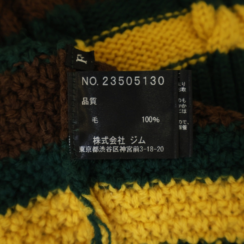 gim(ジム) Knitted Hockey Jersey Vネック ウール ケーブルニットセーター グリーン 23505130