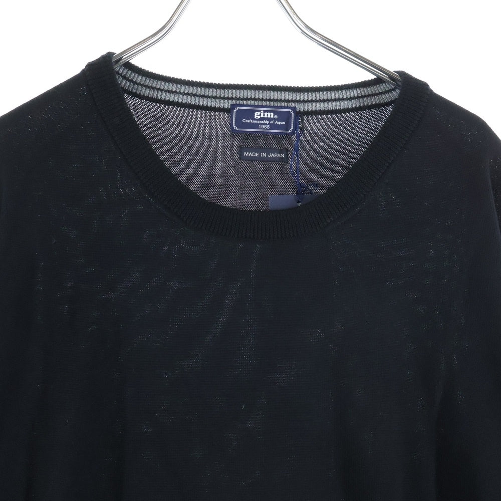 gim(ジム) 12G エキストラファインメリノウォッシャブル 天竺クルーネック ウール長袖ニットセーター ブラック 24538020