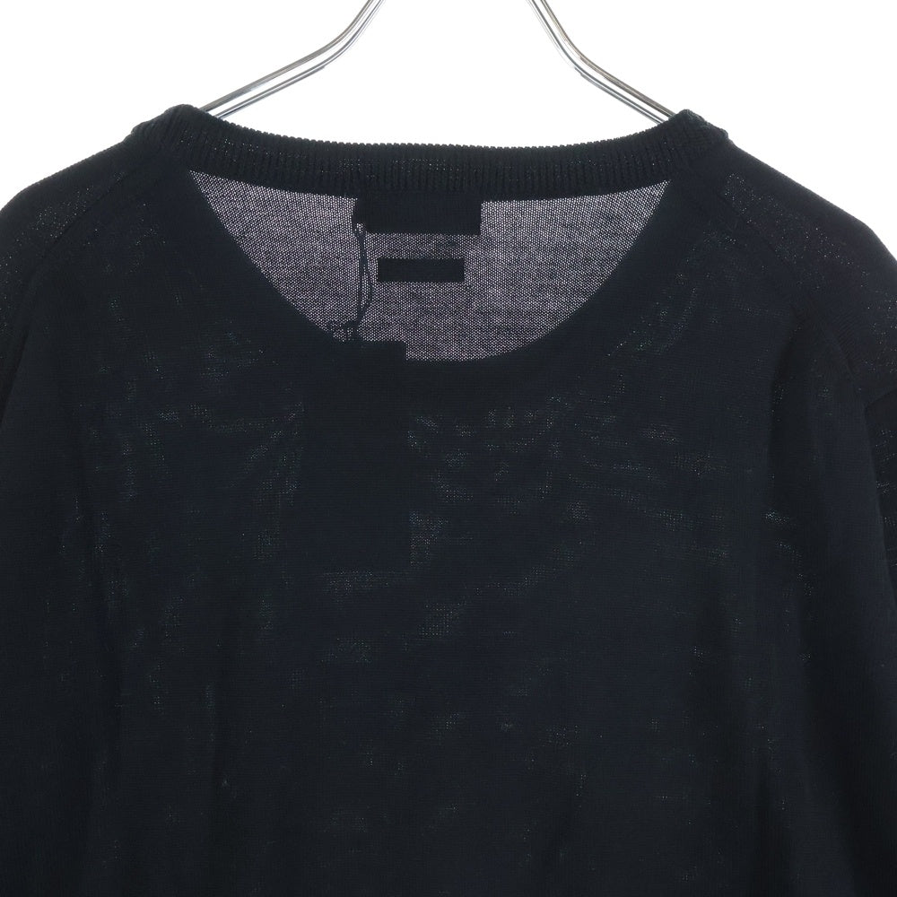 gim(ジム) 12G エキストラファインメリノウォッシャブル 天竺クルーネック ウール長袖ニットセーター ブラック 24538020