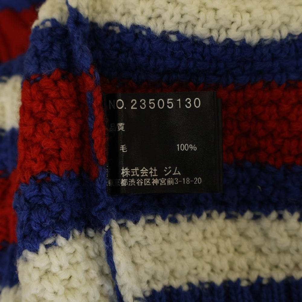 gim(ジム) Knitted Hockey Jersey Vネック ウール ケーブルニットセーター ネイビー 23505130