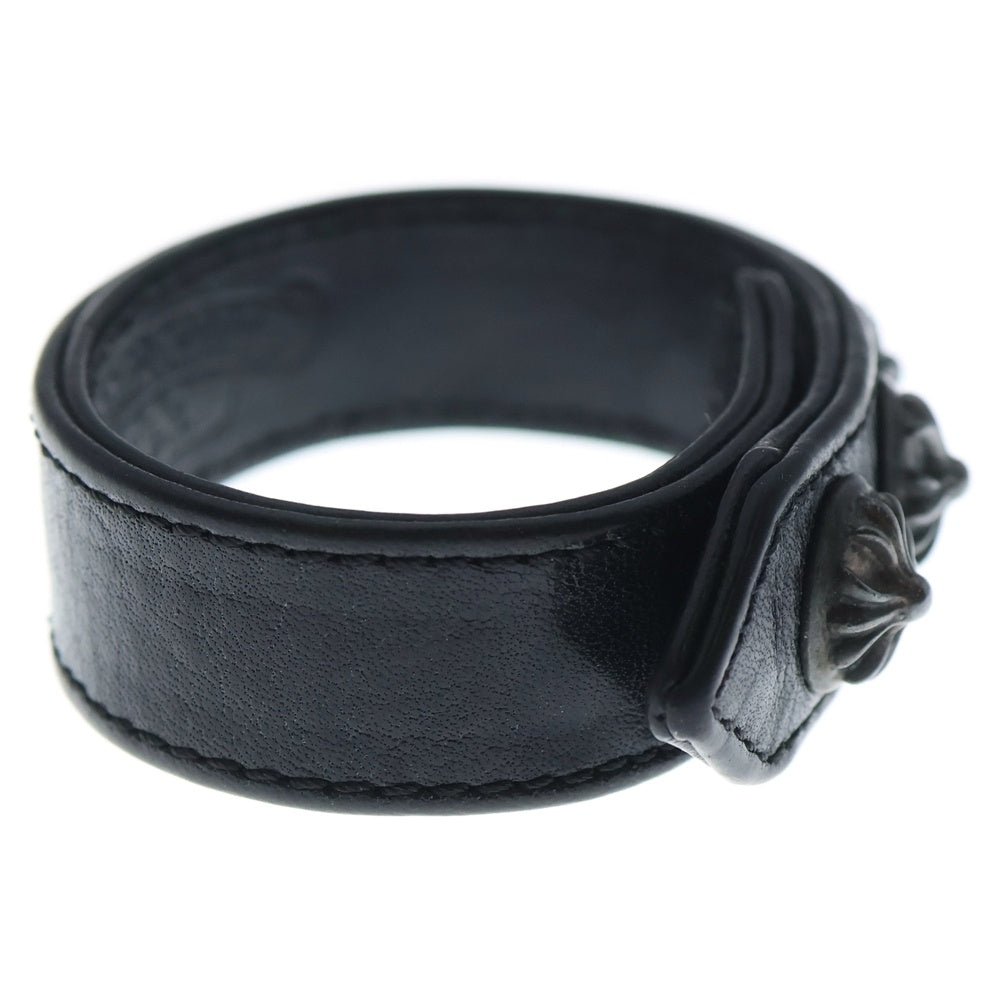 3btn 2snp クロスボール　レザーブレスレット ブラック CHROME HEARTS(クロムハーツ) 3BTN 2SNP クロスボール 3ボタン2