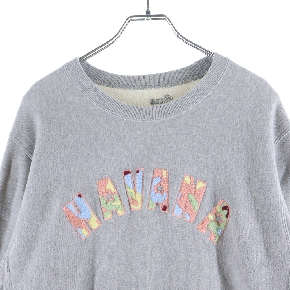 lucien pellat-finet(ルシアンペラフィネ) カレッジロゴ クルーネック コットン 長袖スウェット トレーナー グレー YMP-960U