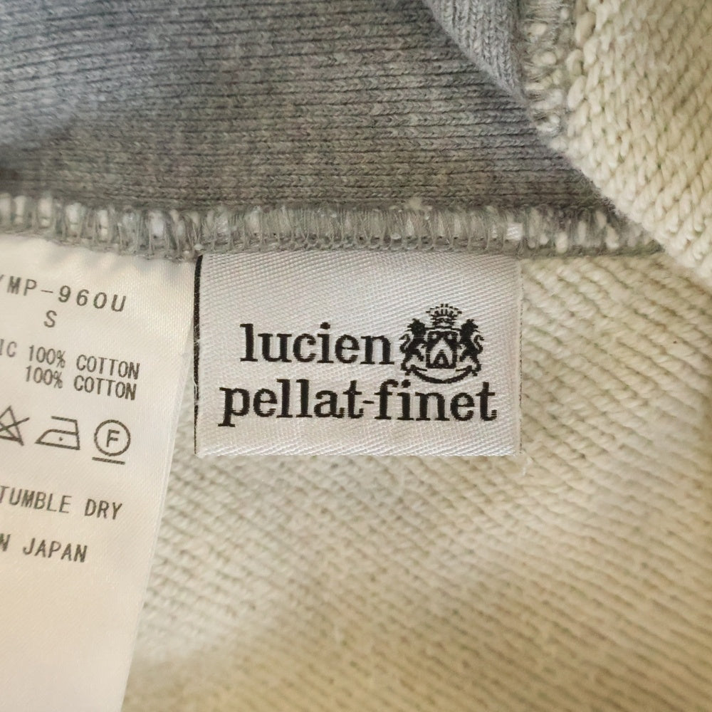 lucien pellat-finet(ルシアンペラフィネ) カレッジロゴ クルーネック コットン 長袖スウェット トレーナー グレー YMP-960U