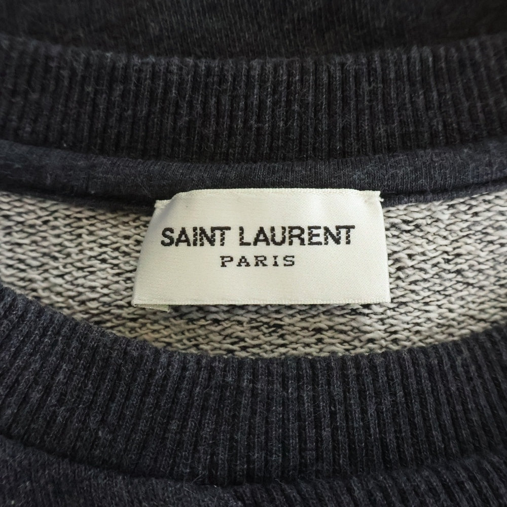 SAINT LAURENT PARIS(サンローランパリ) フロント ロゴプリント クルーネック スウェット ブラック YB2OE 1466