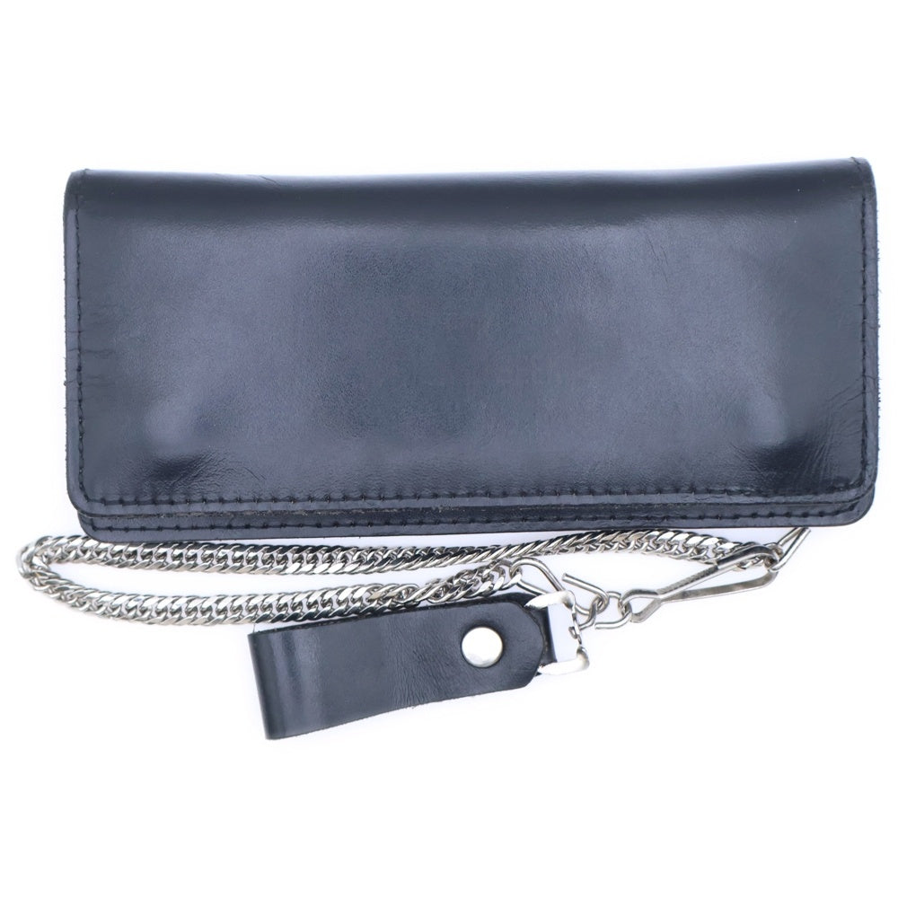 Hideandseek(ハイドアンドシーク) チェーン付き レザートラッカー ロングウォレット ブラック