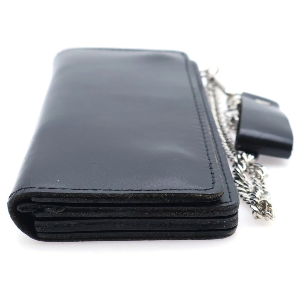 Hideandseek(ハイドアンドシーク) チェーン付き レザートラッカー ロングウォレット ブラック