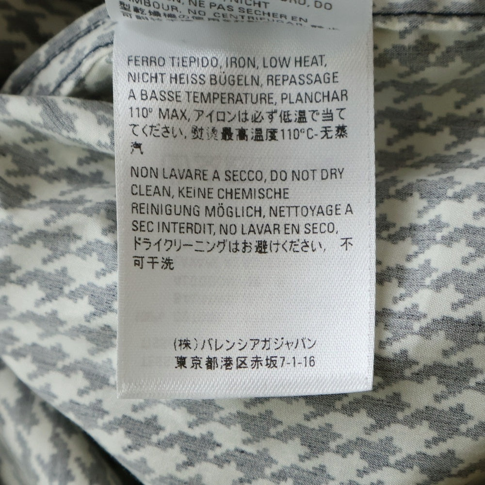 BALENCIAGA(バレンシアガ) 千鳥格子総柄 ハウンドトゥース パイピング 長袖シャツ ロングスリーブ ホワイト 626768 TIL17