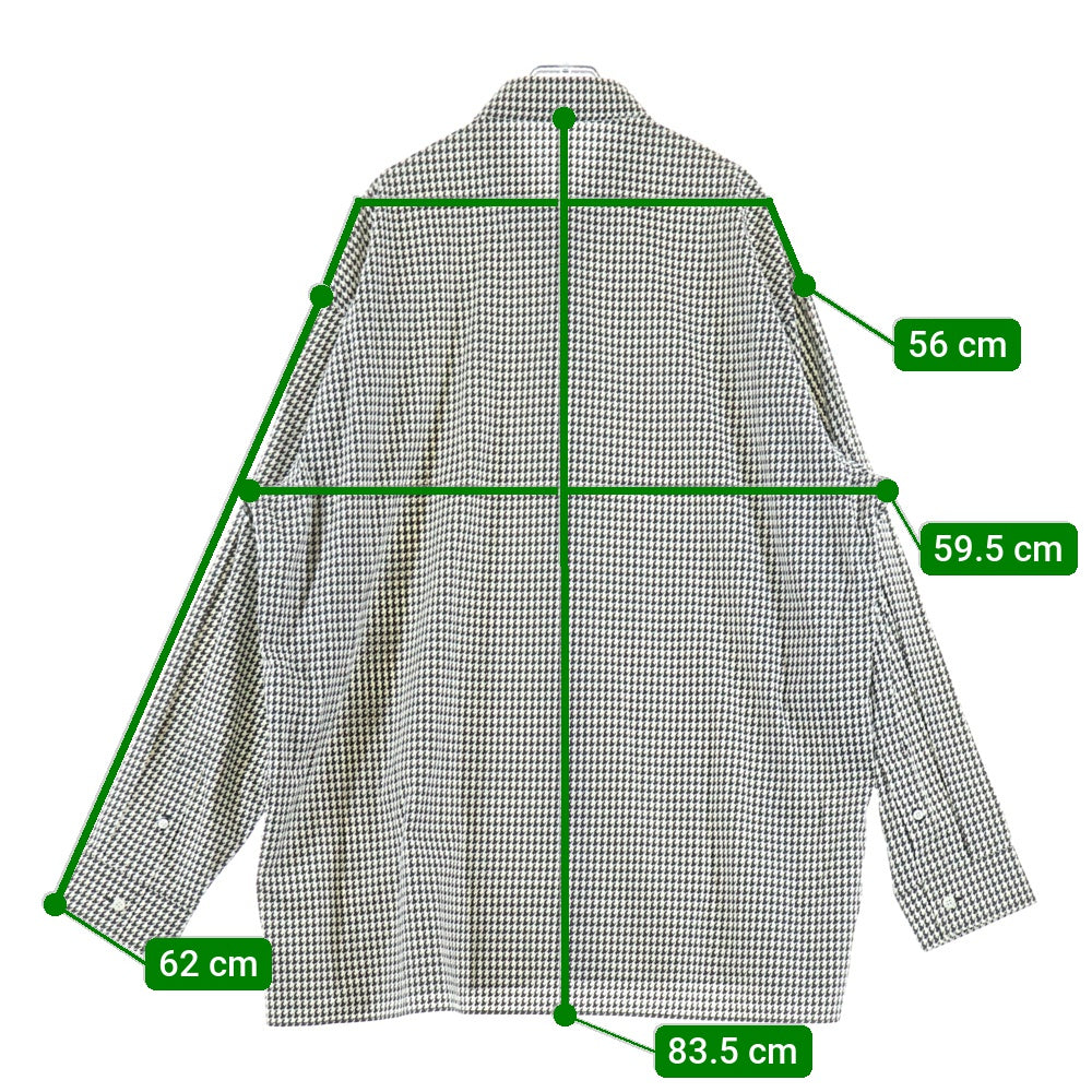 BALENCIAGA(バレンシアガ) 千鳥格子総柄 ハウンドトゥース パイピング 長袖シャツ ロングスリーブ ホワイト 626768 TIL17