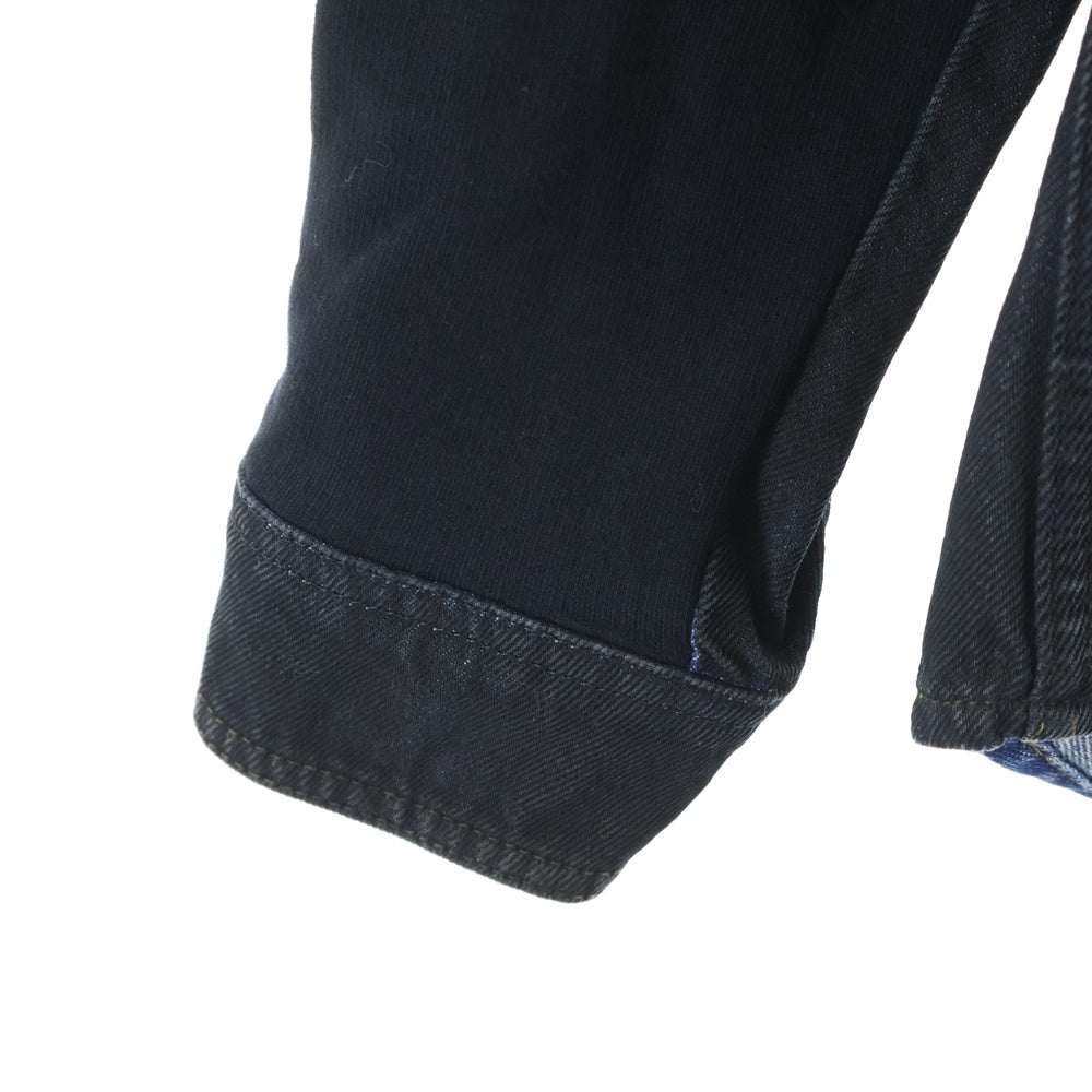 OFF-WHITE(オフホワイト) 20AW バックアロープリント アーム素材切替 ボタン デニムジャケット インディゴブラック OMYD020E20DEN001