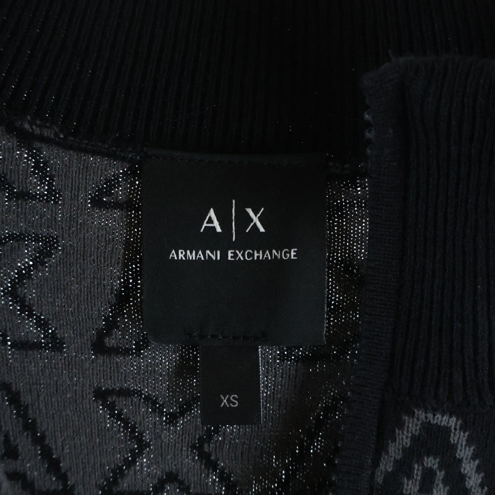 Armani Exchange(アルマーニ エクスチェンジ) HALF ZIP PULLOVER ロゴ総柄 ハーフジップ 長袖セーター ブラック 6RZM1K ZMQ7Z