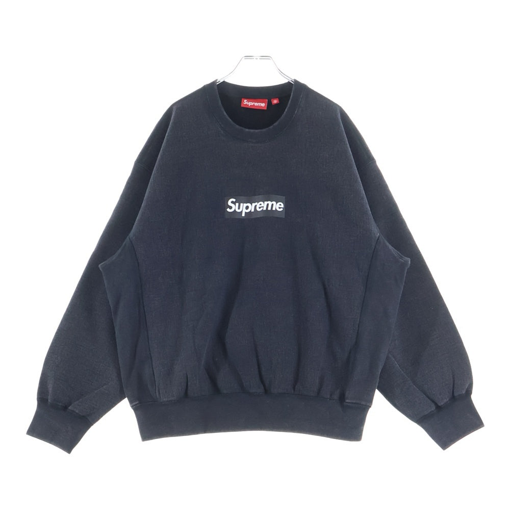 SUPREME(シュプリーム) 25SS Washed Box Logo Crewneck ウォッシュド ボックス ロゴ クルーネックスウェットトレーナー ブラック