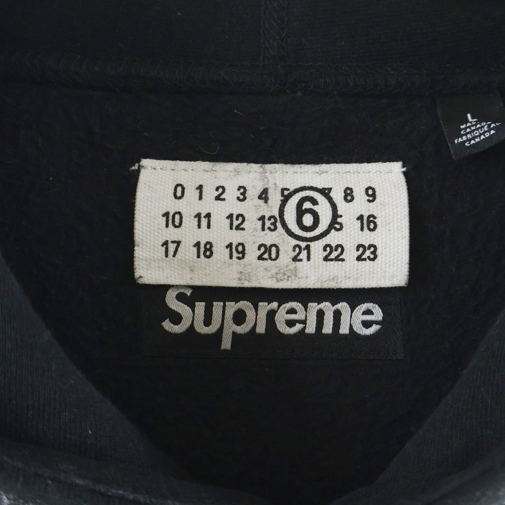 SUPREME(シュプリーム) 24SS ×MM6 Maison Margiela Foil Box Logo Hooded Sweatshirt エムエムシックスメゾンマルジェラ ボックスロゴ スウェット プルオーバーパーカー ブラック