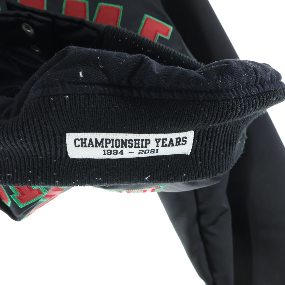 SUPREME(シュプリーム) 21AW ×Mitchell & Ness Varsity Jacket ミッチェルアンドネス サテン バーシティジャケット ブラック/レッド