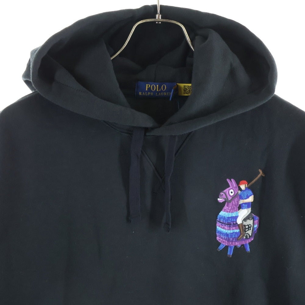 POLO RALPH LAUREN(ポロラルフローレン) ×FORTNITE HOODIE フォートナイト ラマ刺繍 フーディー プルオーバー スウェットパーカー ブラック MNPOKNI16822924
