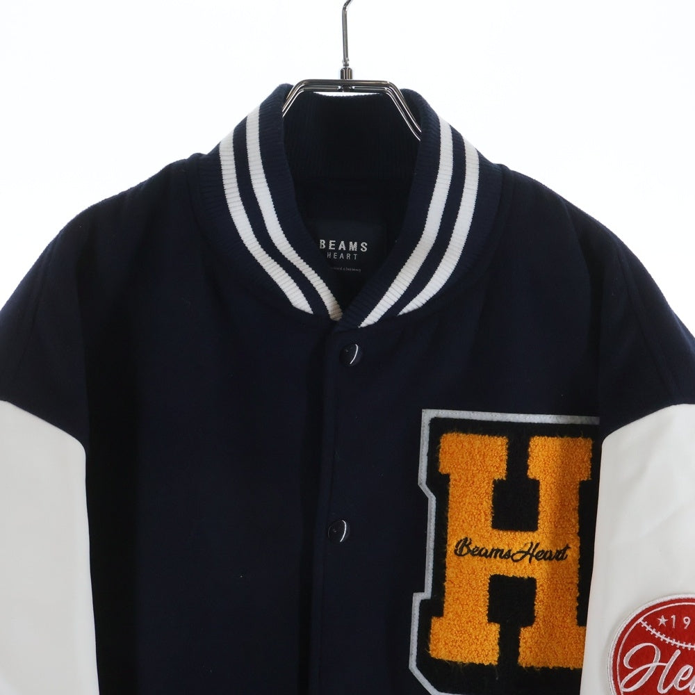 BEAMS HEART(ビームス ハート) フロント刺繍 アームレザー切替