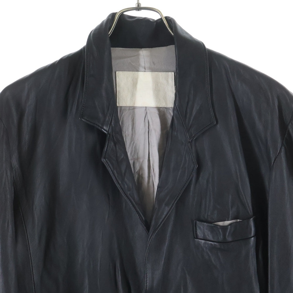 NO BRAND(ノーブランド) フロントボタン ラムレザーテーラードジャケット ブラック 04AW4-LEJK01