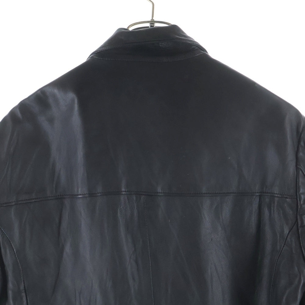 NO BRAND(ノーブランド) フロントボタン ラムレザーテーラードジャケット ブラック 04AW4-LEJK01