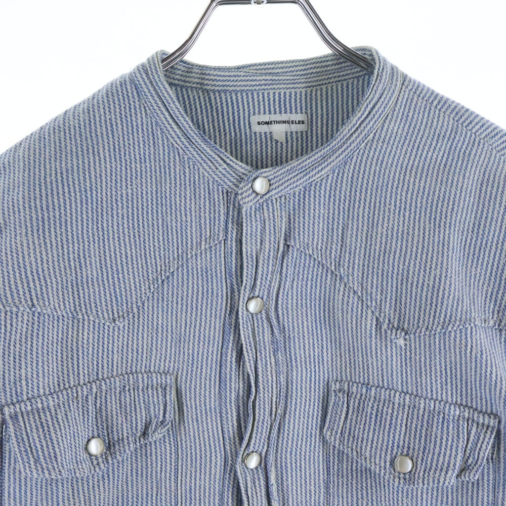 NO BRAND(ノーブランド) SOMETHING ELES サムシングエルス フロントボタン ストライプシャツ ブルー/ホワイト