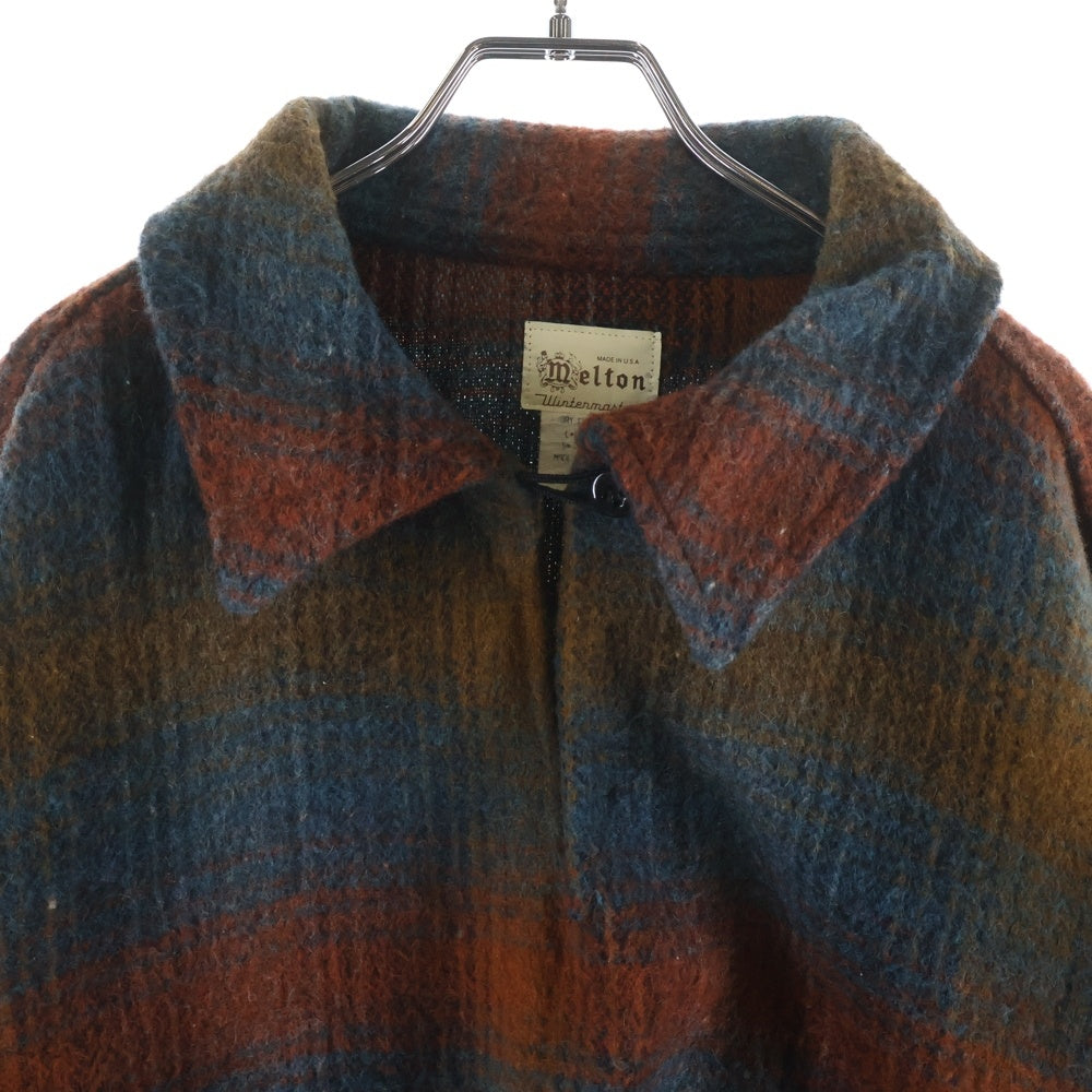 NO BRAND(ノーブランド) MELTON メルトン フロントボタン ウールシャツ マルチ