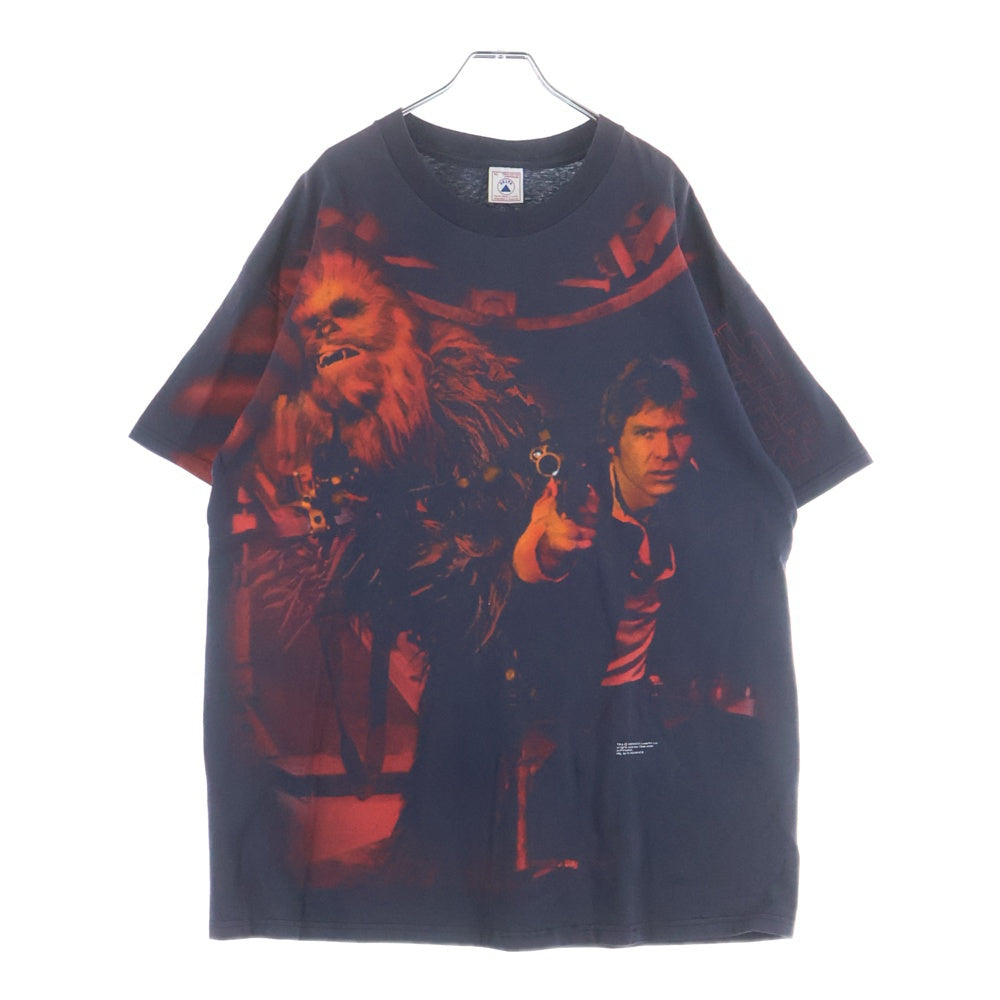 VINTAGE(ヴィンテージ) 90s STARWARS スターウォーズ ハン ソロ チューバッカ ムービー 片面プリント 半袖Tシャツ カットソー ブラック