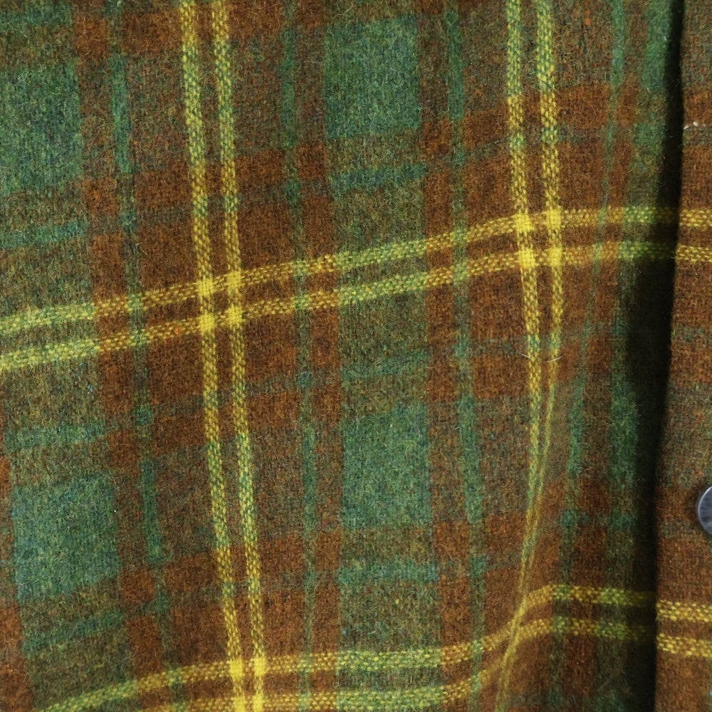 PENNEYS TOWNCRAFT(ぺニーズタウンクラフト) 60-70S オープンカラー ウールチェック 長袖シャツ ロングスリーブ ブラウン/グリーン
