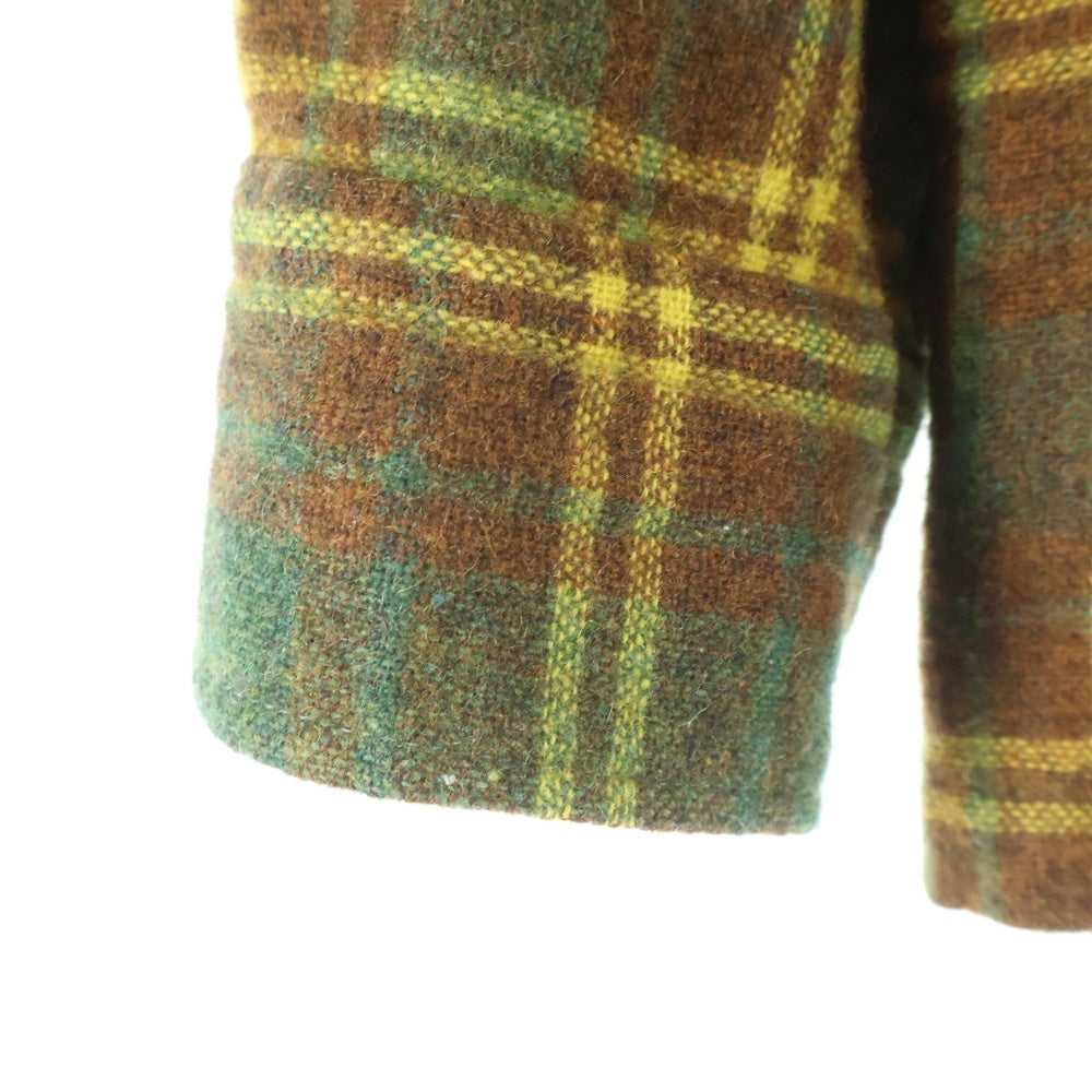 PENNEYS TOWNCRAFT(ぺニーズタウンクラフト) 60-70S オープンカラー ウールチェック 長袖シャツ ロングスリーブ ブラウン/グリーン