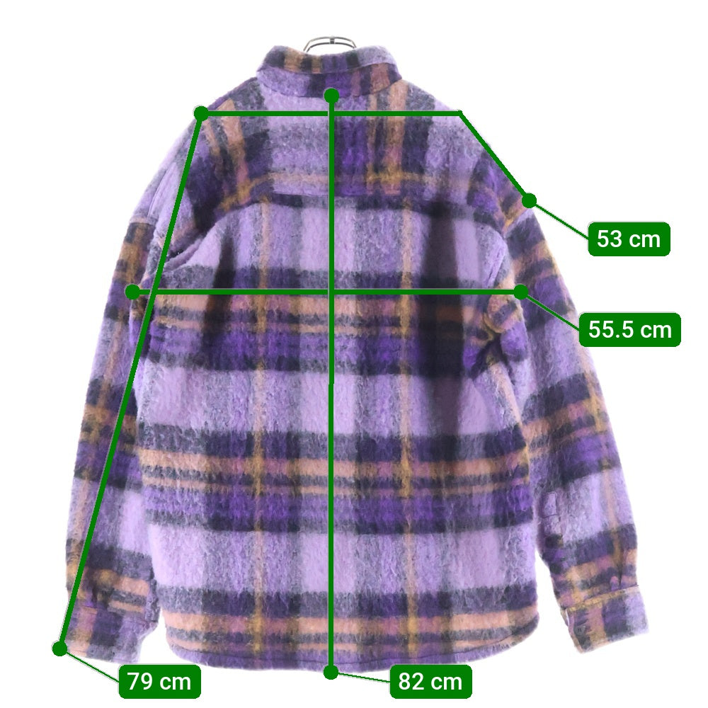 SELFMADE(セルフメイド) MOHAIR CHECK OVERSIZED SHIRT チェック柄 モヘア 長袖シャツジャケット パープル 22SM0734