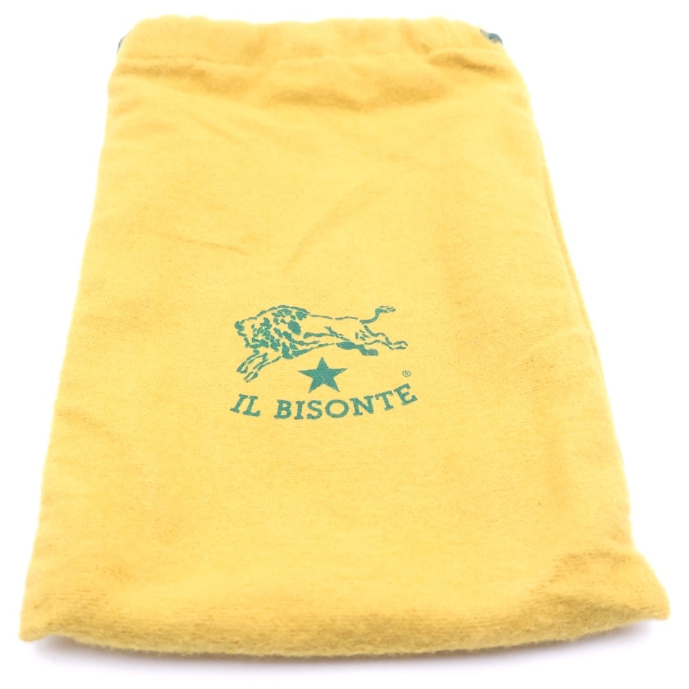 IL BISONTE(イル ビゾンテ) エンボスロゴ ラウンドジップ レザー ロングウォレット 長財布 ブラック レディース