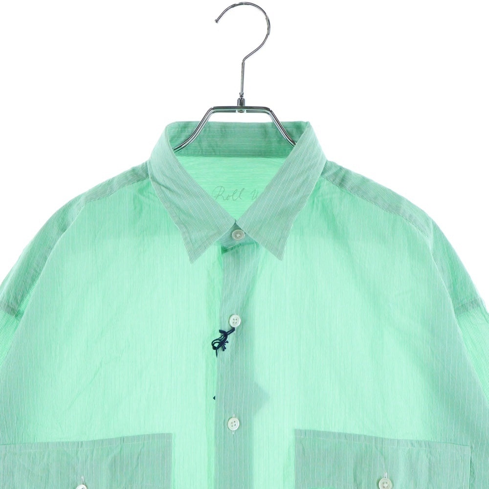 Porter Classic(ポータークラシック) ROLL UP STRIP SHIRT ロールアップ ストライプ 長袖シャツ ロングスリーブ グリーン PC-018-1315-80-04