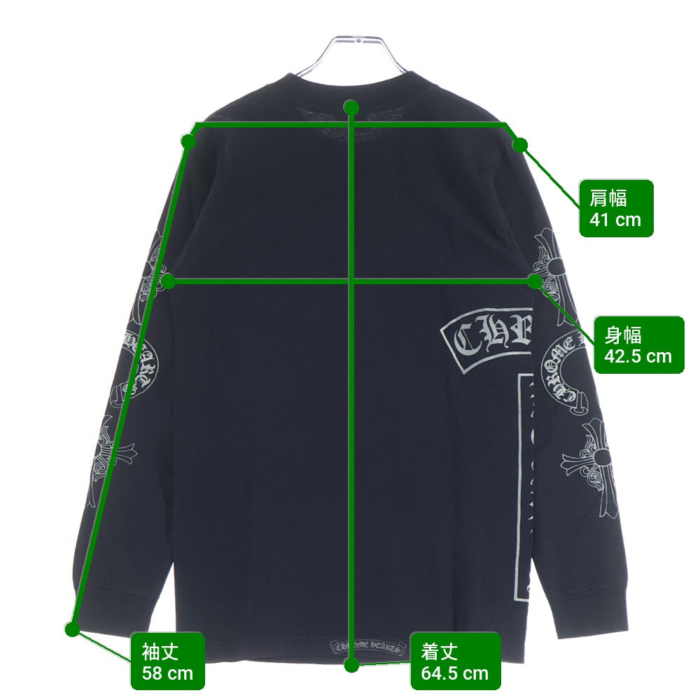 CHROME HEARTS(クロムハーツ) OLD SCROLL LOGO L/S TEE オールド スクロールロゴ アームホースシュープリント 蓄光 長袖Tシャツ ブラック