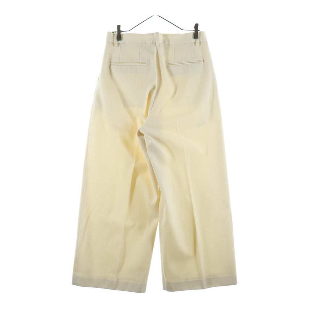 POSTELEGANT(ポステレガント) Wool Cotton Wide Trousers ウール混 ワイド トラウザーパンツ アイボリー PT24A0004