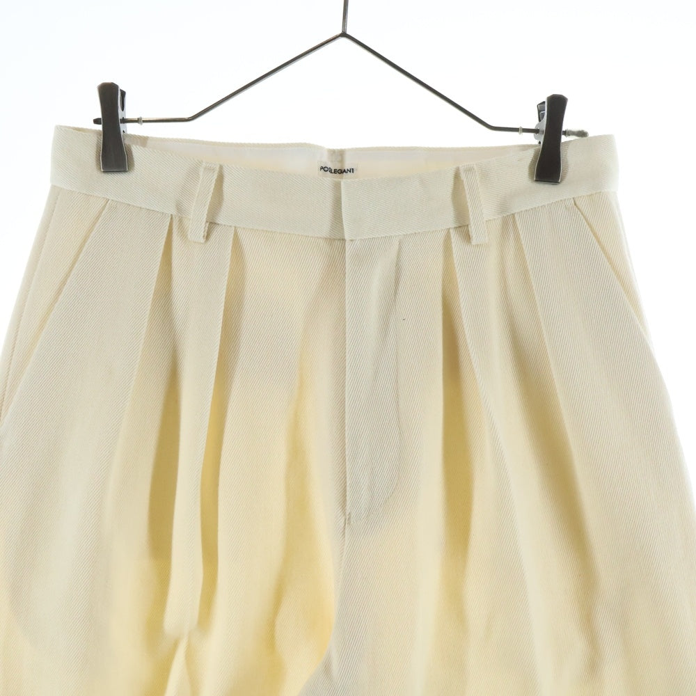 POSTELEGANT(ポステレガント) Wool Cotton Wide Trousers ウール混 ワイド トラウザーパンツ アイボリー PT24A0004