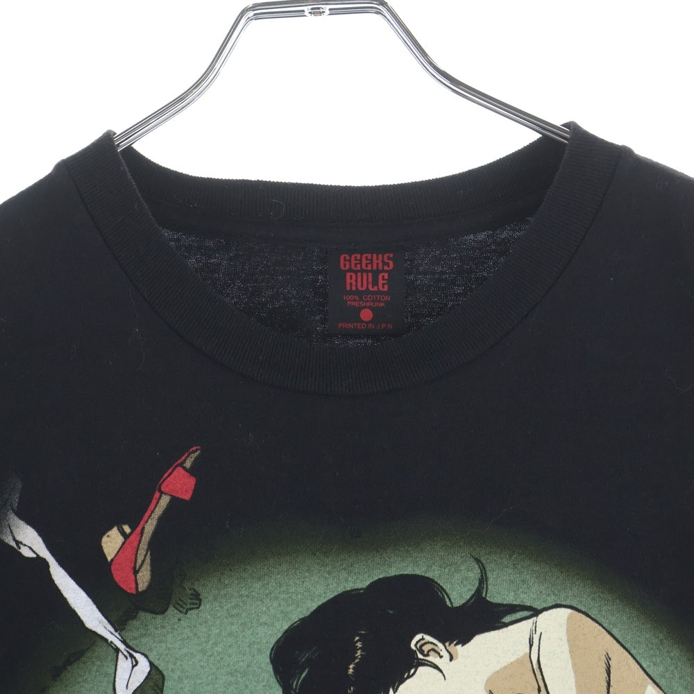 GEEKSRULE(ギークスルール) PERFECT BLUE SILKSCREEN PRINTING T SHIRT パーフェクトブルー 両面プリント 半袖Tシャツ ブラック