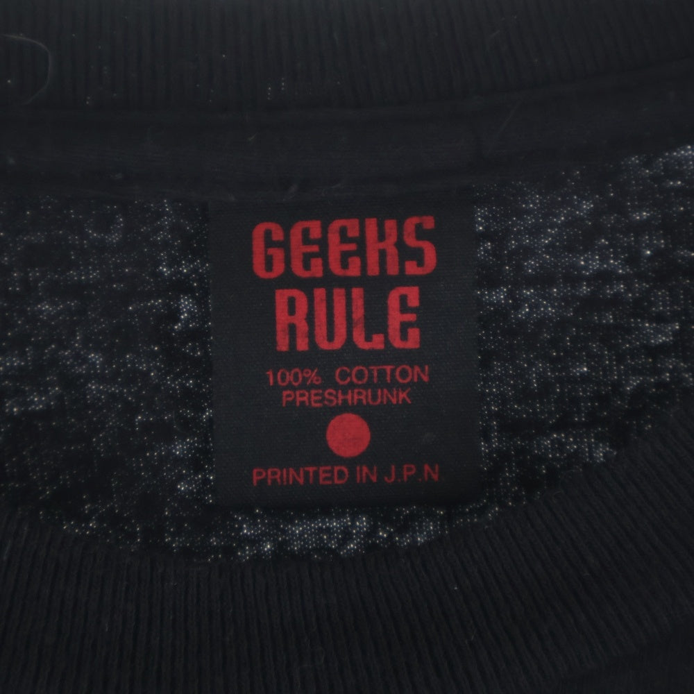 GEEKSRULE(ギークスルール) PERFECT BLUE SILKSCREEN PRINTING T SHIRT パーフェクトブルー 両面プリント 半袖Tシャツ ブラック