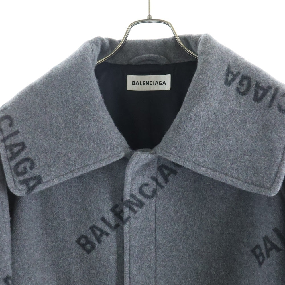 BALENCIAGA(バレンシアガ) ロゴ総柄 オールオーバー カシミヤコート