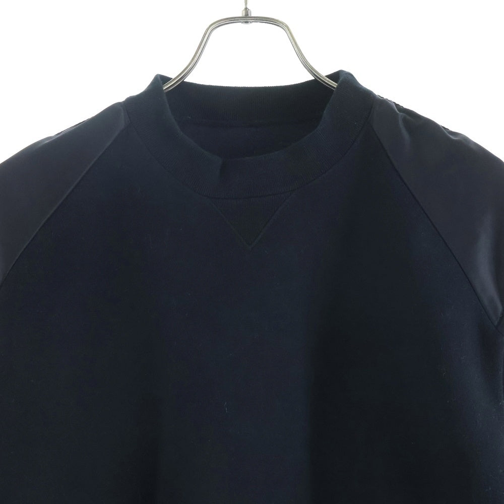 Sacai(サカイ) 25SS Sponge Sweat Pullover アーム異素材切替 クルーネック 長袖スウェット トレーナー ブラック 25-03625M