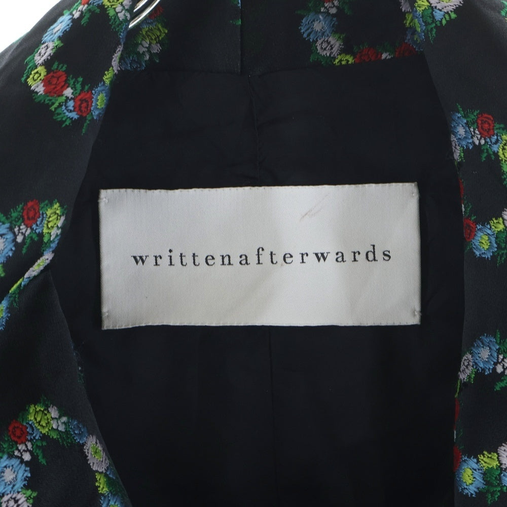 NO BRAND(ノーブランド) 17AW writtenafterwards リトゥンアフターフラワーズ 花輪総柄 ボリューム袖 ケープ ポンチョ ブラック wa17aw-27 レディース