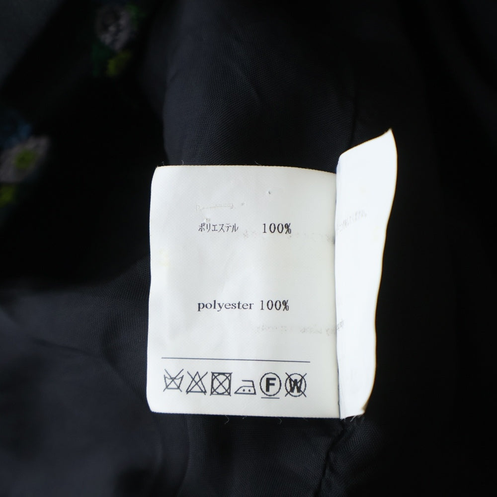 NO BRAND(ノーブランド) 17AW writtenafterwards リトゥンアフターフラワーズ 花輪総柄 ボリューム袖 ケープ ポンチョ ブラック wa17aw-27 レディース