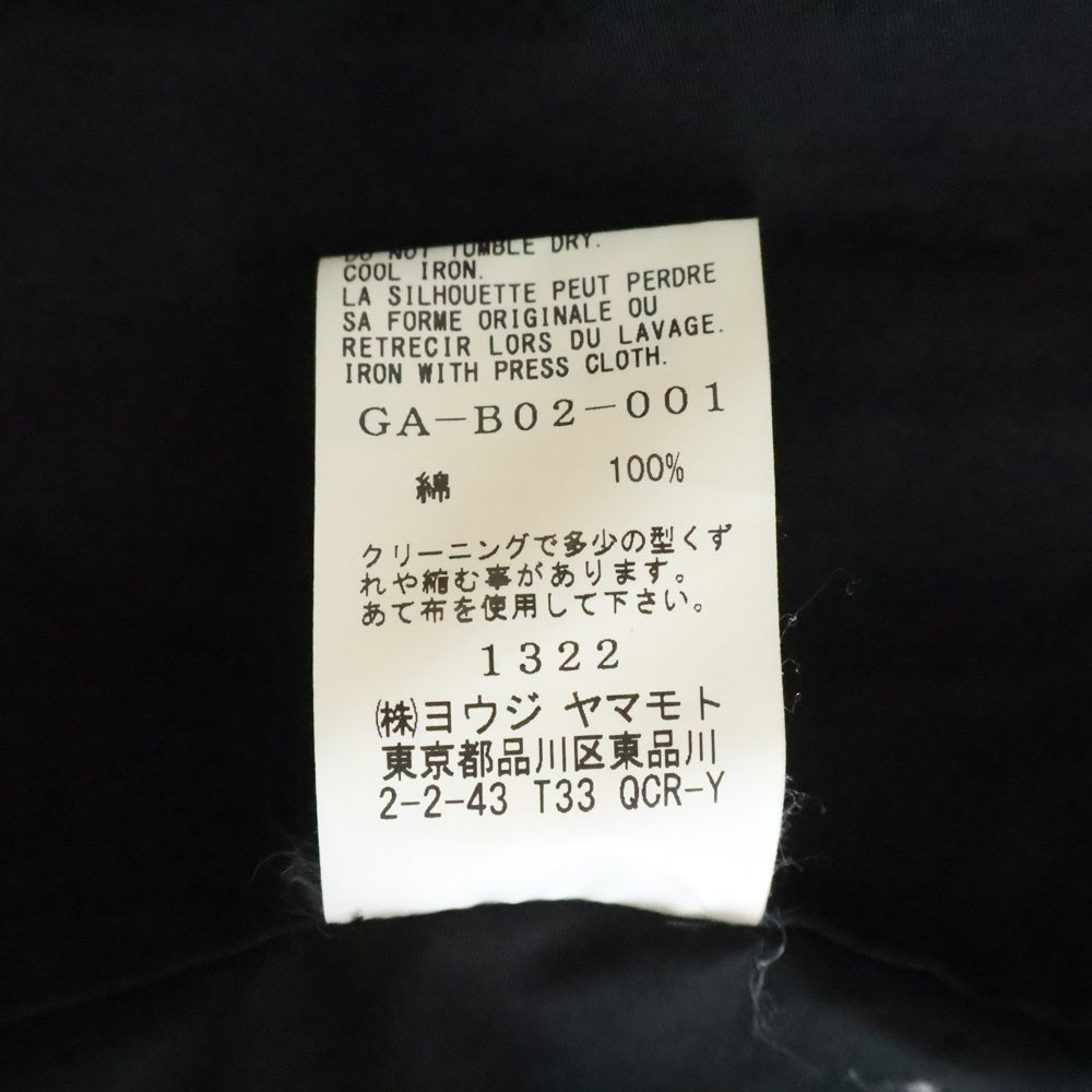 Ground Y(グラウンドワイ) 襟切断 アシンメトリー コットン 長袖シャツ ロングスリーブ ブラック GA-B02-001