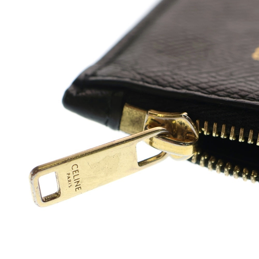 CELINE(セリーヌ) Unlock Your Fantasies ロゴ刻印 レザー カードホルダー コインケース ブラック/ゴールド 10B683BSG レディース